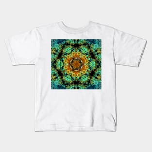 Dot Mandala Flower Orange Green and Blue Kids T-Shirt